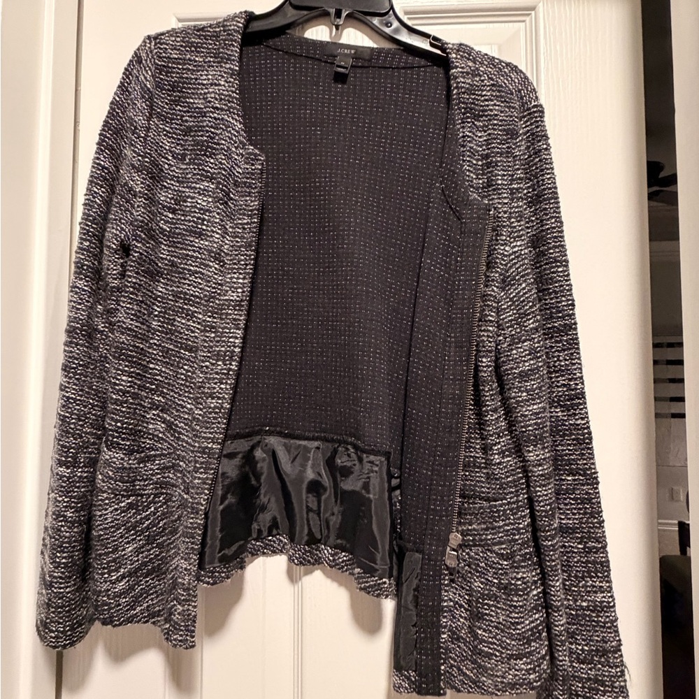 J. Crew Charcoal and Black Textured Cardigan